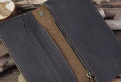 Handmade leather biker trucker wallet leather chain men Vintage Brown long wallet