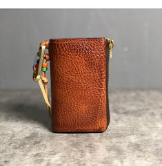 Handmade Cool Leather Mens Black Key Wallet Car Key Holder Brown Card Holder for Men - imessengerbags