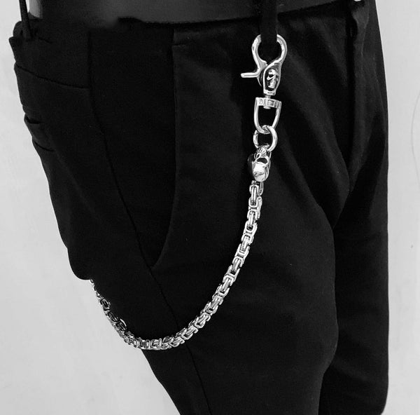 Badass Silver Motorcycle Pants Chain Skull Wallet Chain Long Biker Wallet Chain For Men - imessengerbags