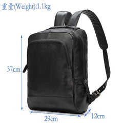Black Leather Mens 14inch Laptop Backpack Backpacks School Backpack Travel Backpack for Men - imessengerbags