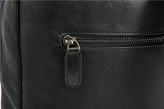 Black Leather Mens 14inch Laptop Backpack Backpacks School Backpack Travel Backpack for Men - imessengerbags