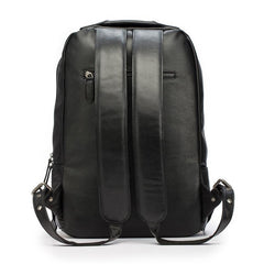 Black Leather Mens 14inch Laptop Backpack Backpacks School Backpack Travel Backpack for Men - imessengerbags