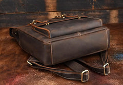 Vintage Leather Coffee Mens Backpack Satchel Backpack Travel Backpack Bags for Men
