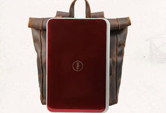 Cool Leather Coffee Rolltop Mens Backpacks Travel Backpack Vintage Backpack for Men