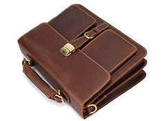 Leather Men Vintage Briefcase Laptop 15inch Handbags Shoulder Bags Work Bag For Men