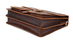 Leather Men Vintage Briefcase Laptop 15inch Handbags Shoulder Bags Work Bag For Men