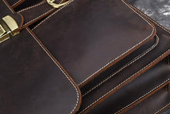 Leather Men Vintage Briefcase Laptop 15inch Handbags Shoulder Bags Work Bag For Men