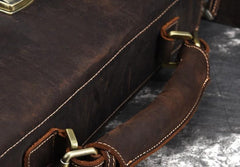 Leather Men Vintage Briefcase Laptop 15inch Handbags Shoulder Bags Work Bag For Men
