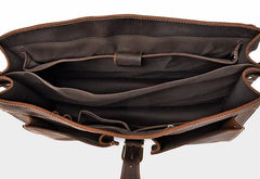 Leather Men Vintage Briefcase Laptop 15inch Handbags Shoulder Bags Work Bag For Men
