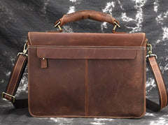 Leather Men Vintage Briefcase Laptop 15inch Handbags Shoulder Bags Work Bag For Men