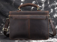 Leather Men Vintage Briefcase Laptop 15inch Handbags Shoulder Bags Work Bag For Men
