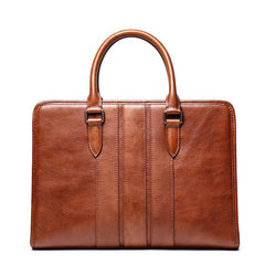 Vintage Brown Leather Men's 14‘’ Laptop Briefcase Professional Briefcase Handbag For Men - imessengerbags
