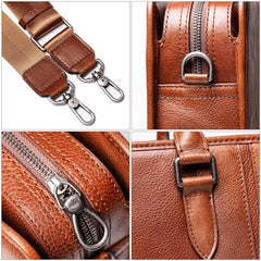 Vintage Brown Leather Men's 14‘’ Laptop Briefcase Professional Briefcase Handbag For Men - imessengerbags