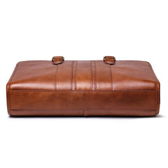 Vintage Brown Leather Men's 14‘’ Laptop Briefcase Professional Briefcase Handbag For Men - imessengerbags