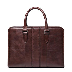 Vintage Brown Leather Men's 14‘’ Laptop Briefcase Professional Briefcase Handbag For Men - imessengerbags