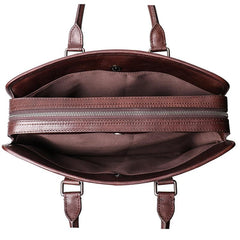 Vintage Brown Leather Men's 14‘’ Laptop Briefcase Professional Briefcase Handbag For Men - imessengerbags