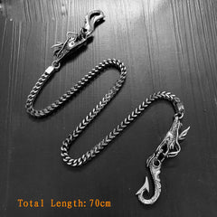 Cool Silver Dragon Steel Pants Chain Wallet Chain Long Biker wallet Chain For Men - imessengerbags