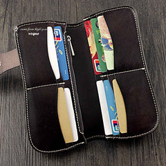 Japanese Ghost Tooled Leather Men's Biker Wallet Chain Wallet Long Wallet with Chain For Men - imessengerbags