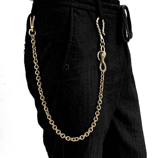 Badass Gold Snake Long Biker Wallet Chain Pants Chain Wallet Chain For Men - imessengerbags