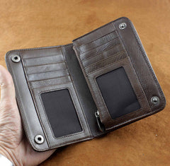 Cool Leather Men's Small Biker Chain Wallet Biker Wallet Wallet With Chain For Men - imessengerbags