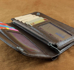 Cool Leather Men's Small Biker Chain Wallet Biker Wallet Wallet With Chain For Men - imessengerbags