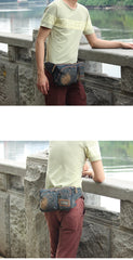Cool Jean Blue Mens Small Fanny Pack Waist Bag Blue Chest Bag Hip Bag Bum Bags For Men - imessengerbags