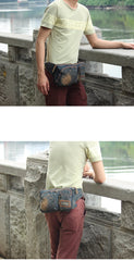 Cool Jean Blue Mens Small Fanny Pack Waist Bag Blue Chest Bag Hip Bag Bum Bags For Men