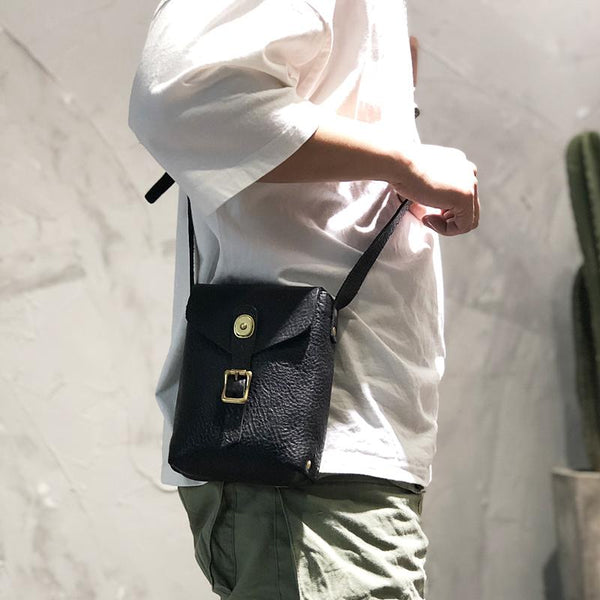 Brown LEATHER MEN'S 8 INCHES Small Side BAGs Vertical MESSENGER BAG Courier BAG FOR MEN - imessengerbags