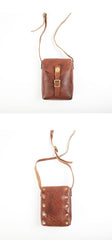 Brown LEATHER MEN'S 8 INCHES Small Side BAGs Vertical MESSENGER BAG Courier BAG FOR MEN - imessengerbags
