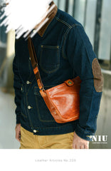 Casual Tan Leather Mens 8 inches Postman Bag Side Bag Brown Leather Messenger Bags Courier Bag For Men - imessengerbags