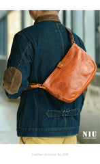 Casual Tan Leather Mens 8 inches Postman Bag Side Bag Brown Leather Messenger Bags Courier Bag For Men - imessengerbags