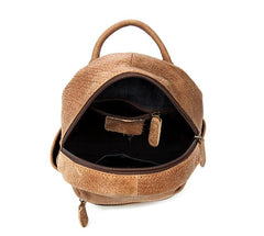 Khaki Fashion Mens Leather Small Travel Backpacks Cute College Backpacks School Backpack for men - imessengerbags