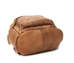 Khaki Fashion Mens Leather Small Travel Backpacks Cute College Backpacks School Backpack for men - imessengerbags