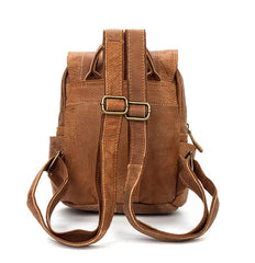 Brown Fashion Mens Leather 12-inch Small Computer Backpacks Laptop Backpacks School Backpack for men - imessengerbags