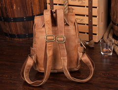 Brown Fashion Mens Leather 12-inch Small Computer Backpacks Laptop Backpacks School Backpack for men - imessengerbags