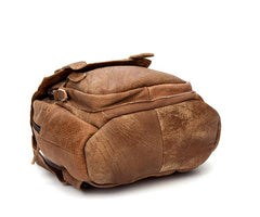 Brown Fashion Mens Leather 12-inch Small Computer Backpacks Laptop Backpacks School Backpack for men - imessengerbags