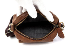 Khaki Leather Mens Cool Mini Messenger Bag Courier Bag Belt Pouch Waist Bag for men - imessengerbags