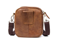 Khaki Leather Mens Cool Mini Messenger Bag Courier Bag Belt Pouch Waist Bag for men - imessengerbags