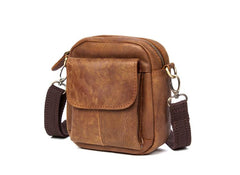 Khaki Leather Mens Cool Mini Messenger Bag Courier Bag Belt Pouch Waist Bag for men