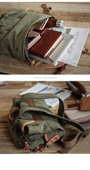 Khaki Retro Canvas Mens Womens Travel Backpack College Backpack Green Canvas School Backpack For Men - imessengerbags