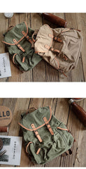 Khaki Retro Canvas Mens Womens Travel Backpack College Backpack Green Canvas School Backpack For Men - imessengerbags