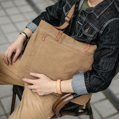 mens canvas tote bags Khaki Canvas Tote Bag for Men Canvas Tote Bag Crossbody Tote Bag On Shoulder Mens