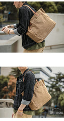 tote bag mens Khaki Canvas Tote Bag for Men Canvas Tote Bag Crossbody Tote Bag On Shoulder Mens