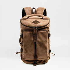 Khaki Waxed Canvas Mens Waterproof Dark Gray Large Hiking Backpack Travel Backpack Barrel Bag for Men - imessengerbags