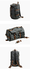 Khaki Waxed Canvas Mens Waterproof Dark Gray Large Hiking Backpack Travel Backpack Barrel Bag for Men - imessengerbags