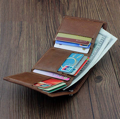 Badass Brown Leather Men's Trifold Small Biker Wallet Chain Wallet Wallet with chain For Men - imessengerbags
