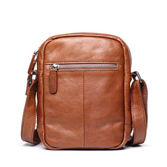 Cool Brown Leather Men's Small Vertical Side Bag Black Vertical Messenger Bag For Men