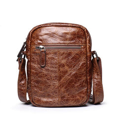 Cool Brown Leather Men's Small Vertical Side Bag Black Vertical Messenger Bag For Men
