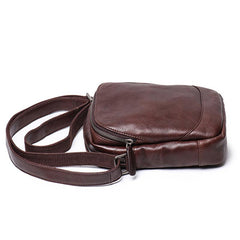 Cool Brown Leather Men's Small Vertical Side Bag Black Vertical Messenger Bag For Men