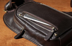 LEATHER MENS COOL SLING BAG Black Coffee CROSSBODY BAG CHEST BAG FOR MEN - imessengerbags